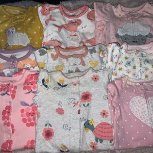 Baby girl zip up sleepers